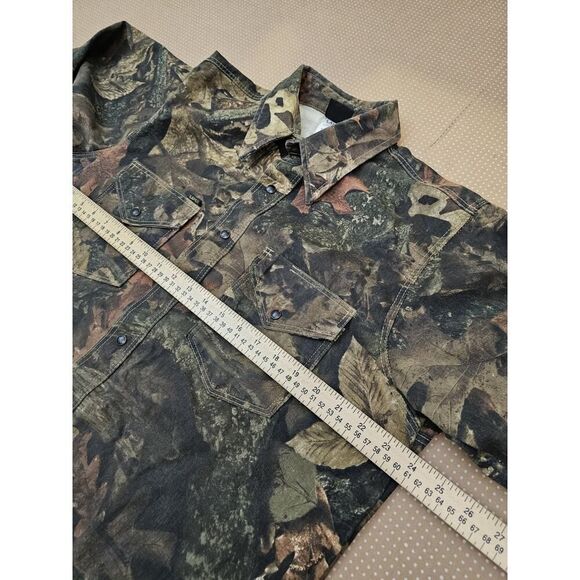 Vintage 80s Lapco Mossy Oak Camo Pearl Snap Long Sleeve Shirt Size Large - Picture 9 of 12